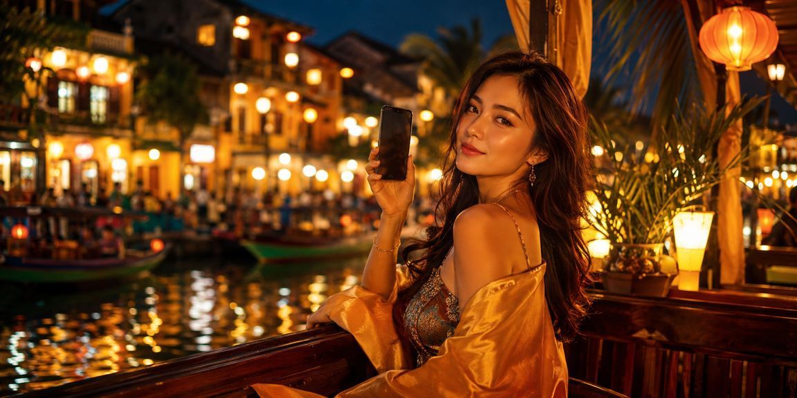 Phố đèn lồng Hội An về đêm, biểu tượng cho sự gặp gỡ và đăng nhập